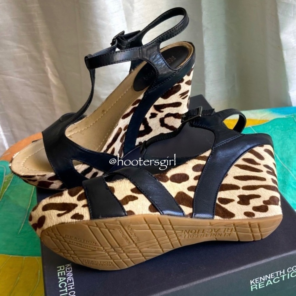 🐆Kenneth Cole Leather Leopard Wedges🐆